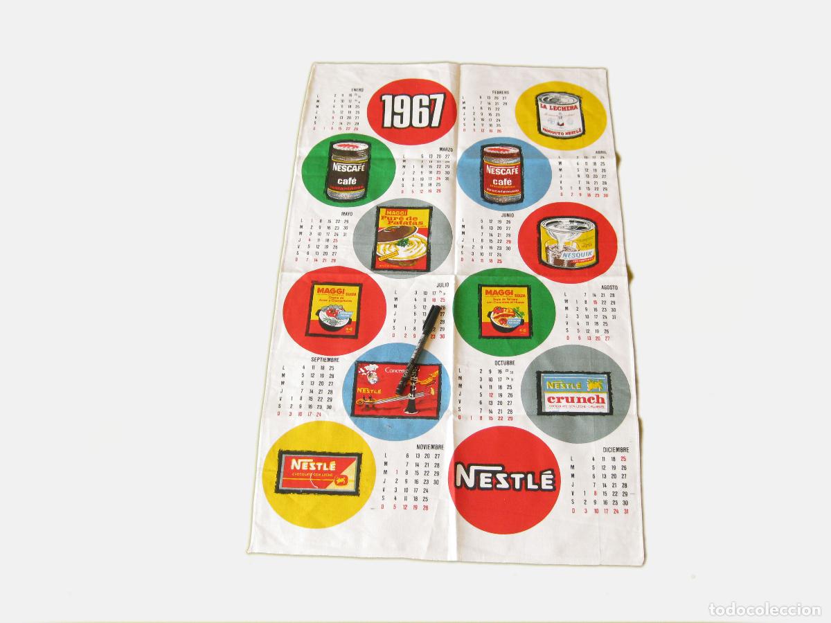 Coleccionismo calendarios: GRAN CALENDARIO PUBLICITARIO DE NESTLE DE DE TELA IMPRESA DE 1967. PERFECTO ESTADO