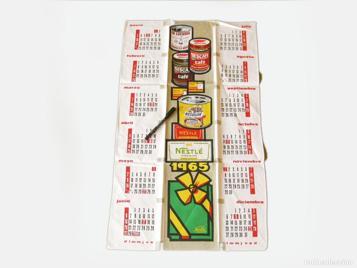 Coleccionismo calendarios: GRAN CALENDARIO PUBLICITARIO DE NESTLE DE DE TELA IMPRESA DE 1965. PERFECTO ESTADO