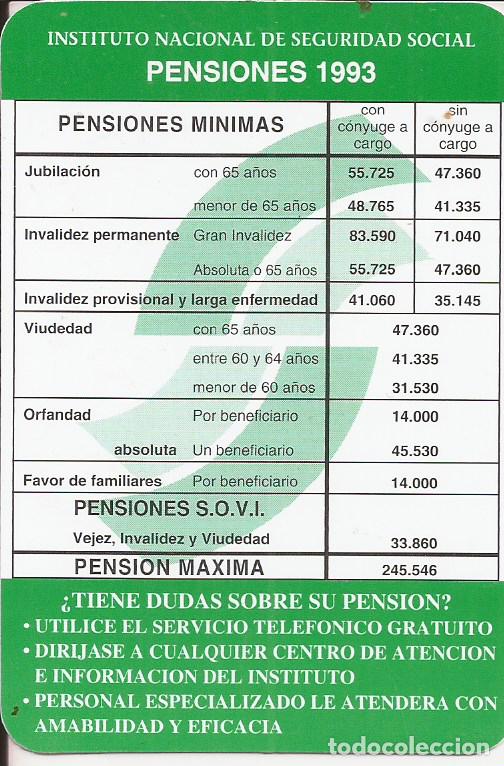 Coleccionismo calendarios: CALENDARIO PENSEIONES S.S. 1993