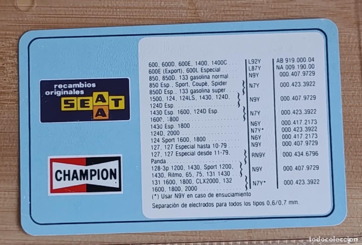 Coleccionismo calendarios: Calendario Bolsillo 1982 SEAT Bujias Champion Recambios Fournier Vintage