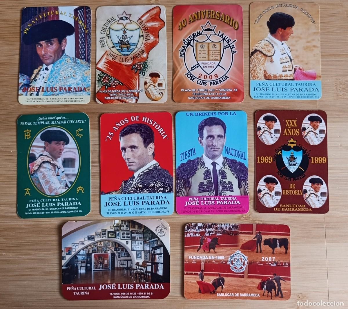 Collectables Calendars: Lote 10 Calendarios Bolsillo Pe&ntilde;a Cultural Taurina Jose Luis Parada Sanlucar de Barrameda Vintage