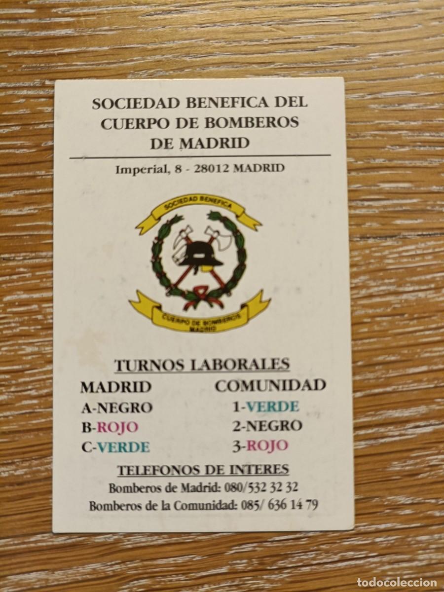 Coleccionismo calendarios: Calendario Bolsillo - SOCIEDAD BEN&Eacute;FICA DEL CUERPO DE BOMBEROS MADRID - A&Ntilde;O 1995