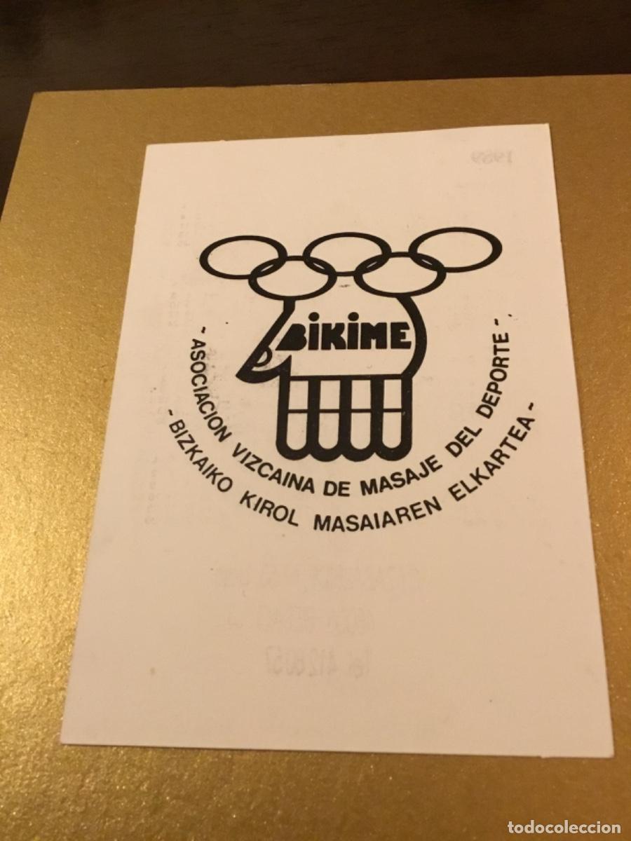 Coleccionismo calendarios: Antiguo calendario Bikime , asociaci&oacute;n Vizca&iacute;na de masaje del deporte 1989