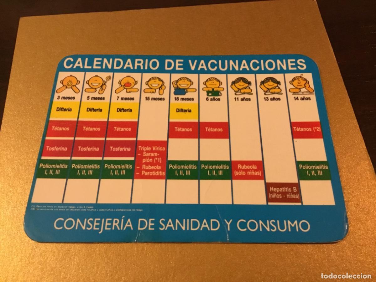 Coleccionismo calendarios: Antiguo calendario de vacunaciones, 1993