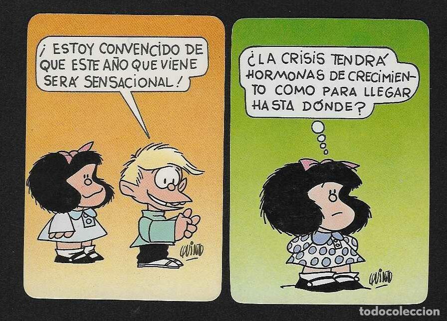 Coleccionismo calendarios: 2 CALENDARIOS DE BOLSILLO A&Ntilde;O 1988 DIBUJOS ANIMADOS - MAFALDA - VER FOTO REVERSOS