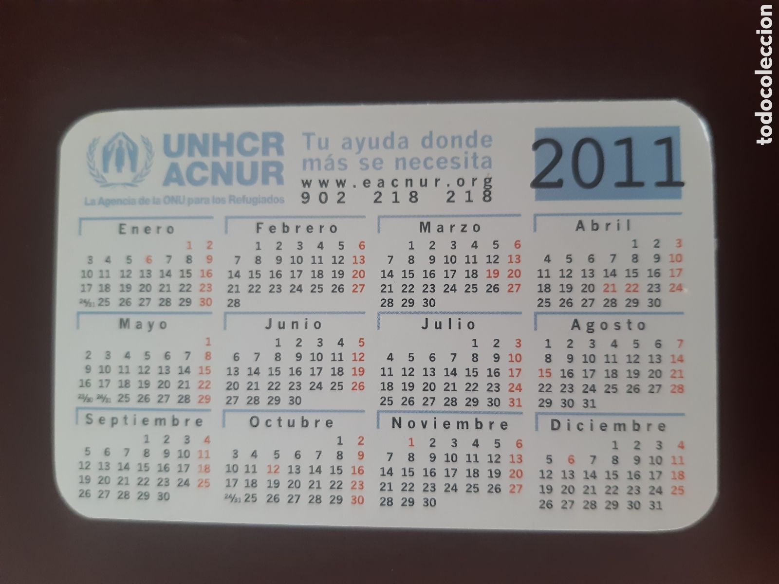 Coleccionismo calendarios: Calendario Acnur 2011 - Foto 2