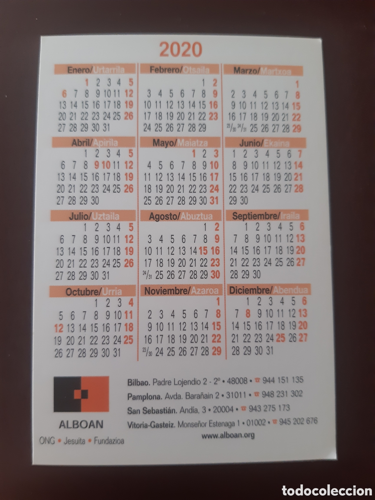 Coleccionismo calendarios: Calendario Alboan 2020 - Foto 2