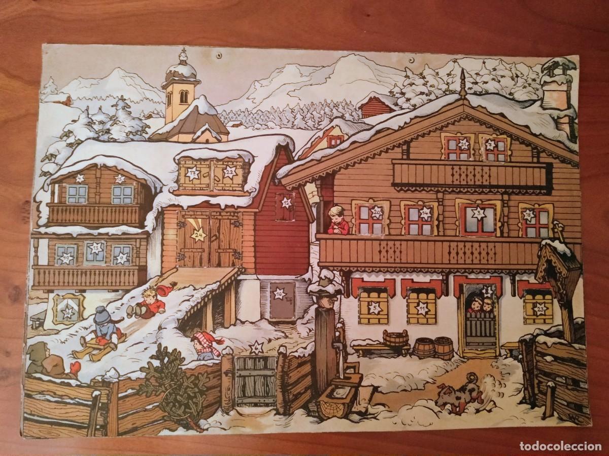 Coleccionismo calendarios: CALENDARIO DE ADVIENTO, VINTAGE, A&ntilde;os 50, ALEMAN, (aldea alemana en invierno) (admito ofertas)
