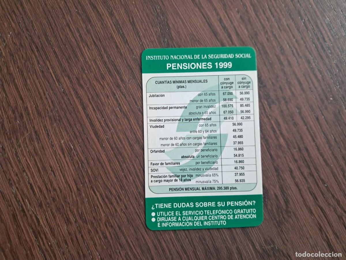 Coleccionismo calendarios: calendario H. Fournier, seguridad social, pensiones, a&ntilde;o 1999.