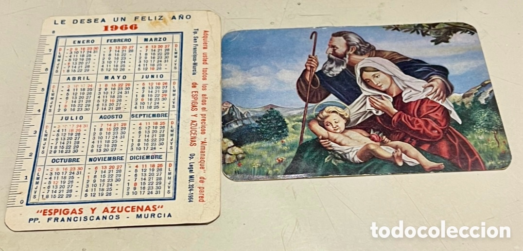 Coleccionismo calendarios: Calendario de bolsillo. Espigas y Azucenas. PP. Franciscanos. Murcia. 1966.