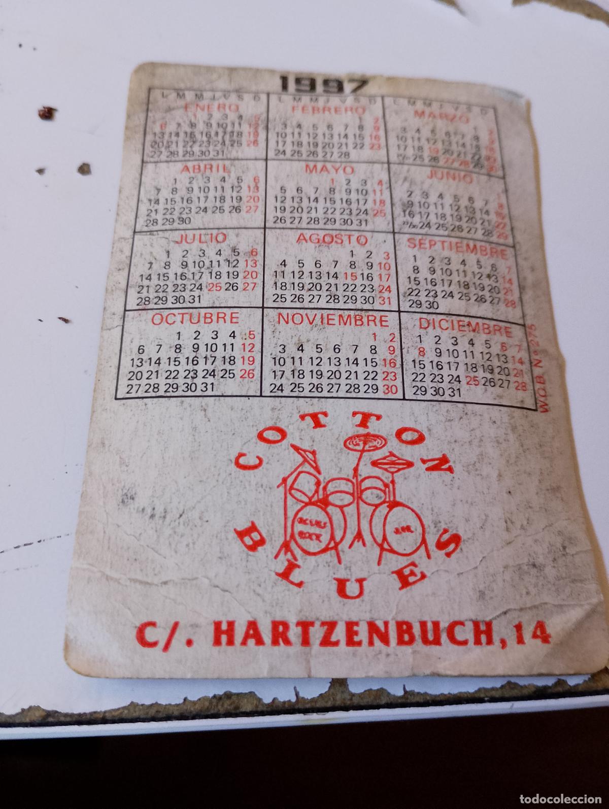 Coleccionismo calendarios: Calendario de bolsillo 1997 - M&iacute;tico Pub Cotton Blues C. Hartzenbusch La noche madrile&ntilde;a. Chamber&iacute;