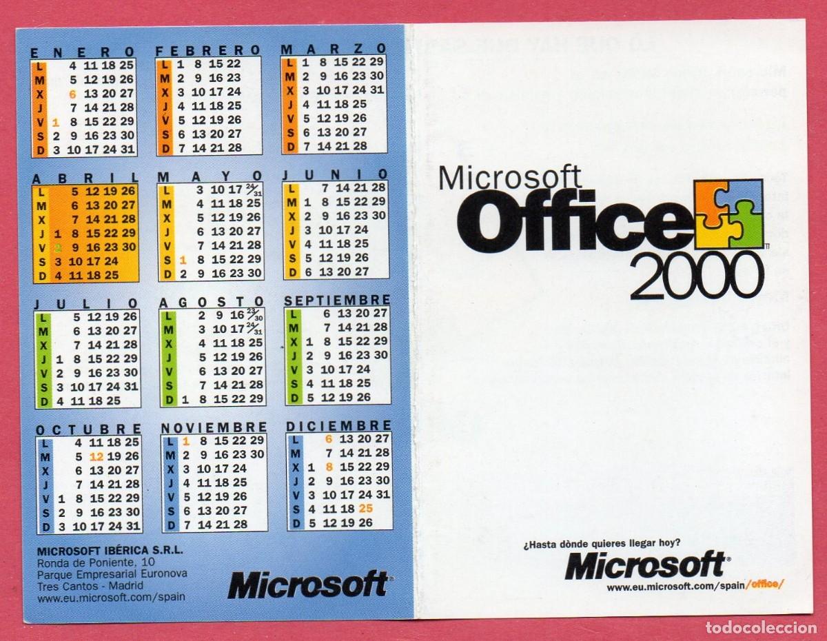 Coleccionismo calendarios: Calendario de Publicidad 2000 - MICROSOFT OFFICE 2000 - Foto 1