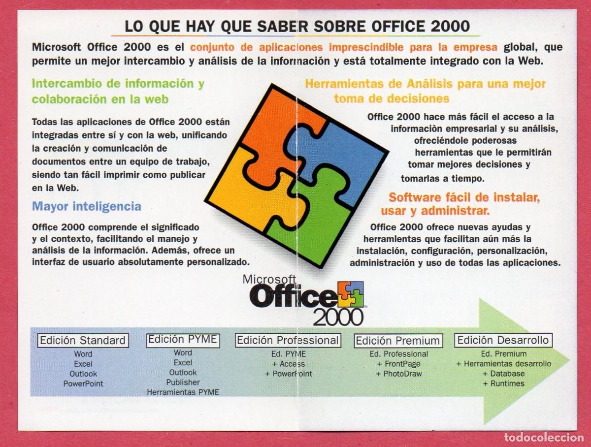 Coleccionismo calendarios: Calendario de Publicidad 2000 - MICROSOFT OFFICE 2000 - Foto 2