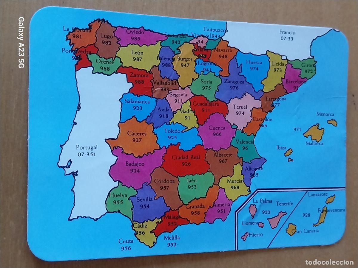 Coleccionismo calendarios: MAPA ESPA&Ntilde;A PREFIJOS ILUSTRACION CALENDARIO 1992 PUBLI DE FRUTOS TORREJON ARDOZ REF W.C.B. 399