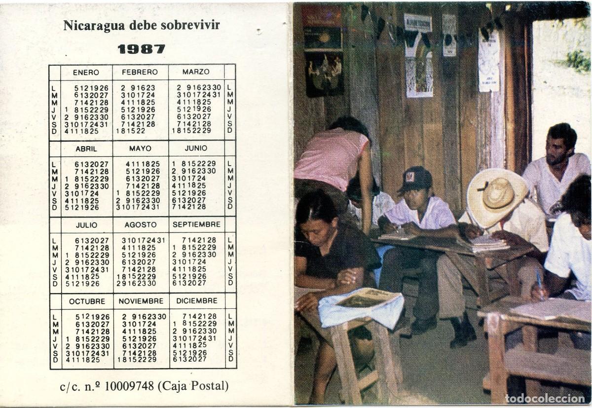 Collezionismo Calendari: Calendario d&iacute;ptico de bolsillo 1987. Solidaridad con Nicaragua. Im&aacute;genes a color