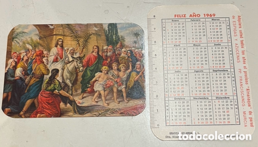 Coleccionismo calendarios: Calendario de bolsillo. Espigas y Azucenas. PP. Franciscanos. Murcia. 1969.