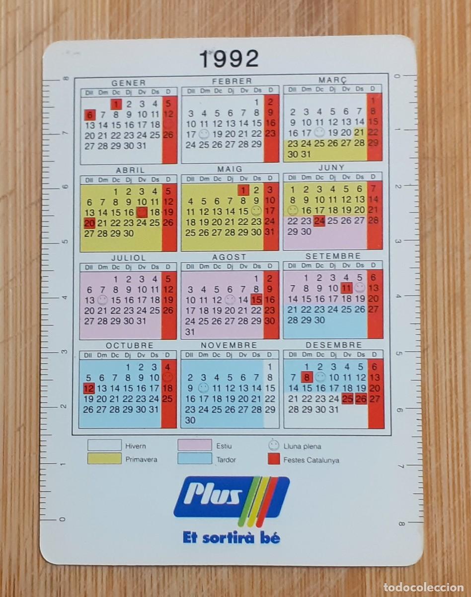 Coleccionismo calendarios: CALENDARIO BOLSILLO PLUS 1992 - Foto 2