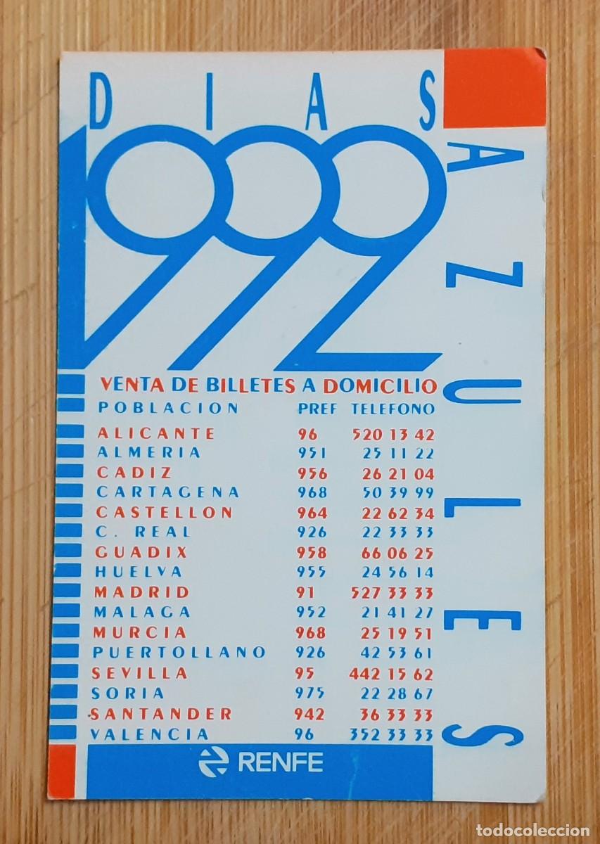 Coleccionismo calendarios: CALENDARIO BOLSILLO RENFE 1992 - Foto 1