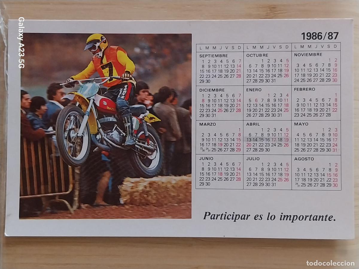 Coleccionismo calendarios: SAN JUAN DE DIOS COLEGIO CALENDARIO 1986 1987 13.5X8.5CMS MOTORISMO MOTO CROSS HORARIO ESCOLAR
