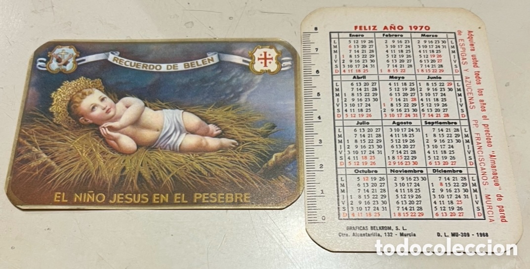 Coleccionismo calendarios: Calendario de bolsillo. Espigas y Azucenas. PP. Franciscanos. Murcia. 1970.
