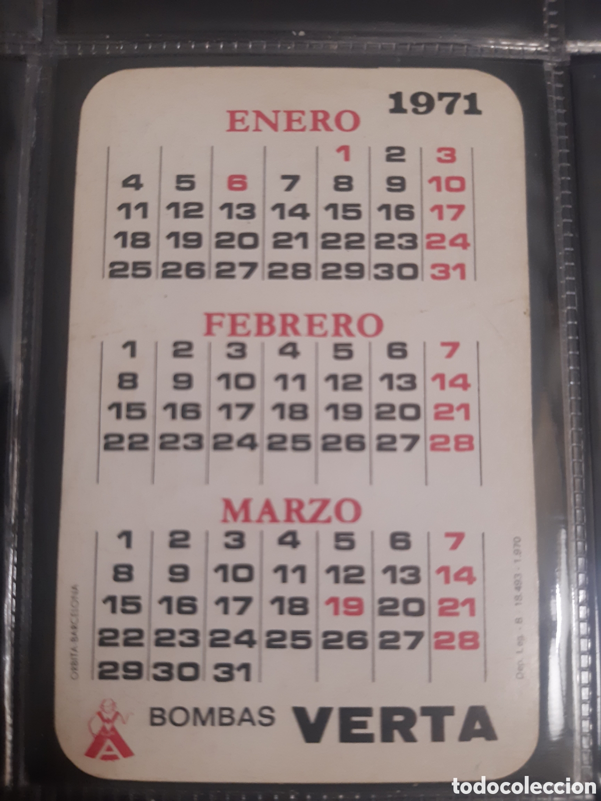 Coleccionismo calendarios: Calendario Verta 1971 - Foto 2
