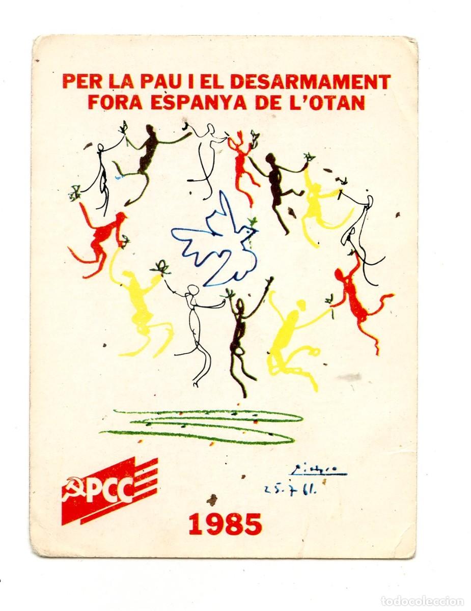Coleccionismo calendarios: Calendari de butxaca per a 1985 &rdquo;Per la pau i el desarmament...&rdquo; Partit Comunista de Catalunya