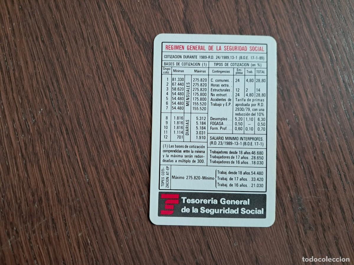 Coleccionismo calendarios: calendario H. Fournier, tesorer&iacute;a general de la seguridad social, a&ntilde;o 1989.