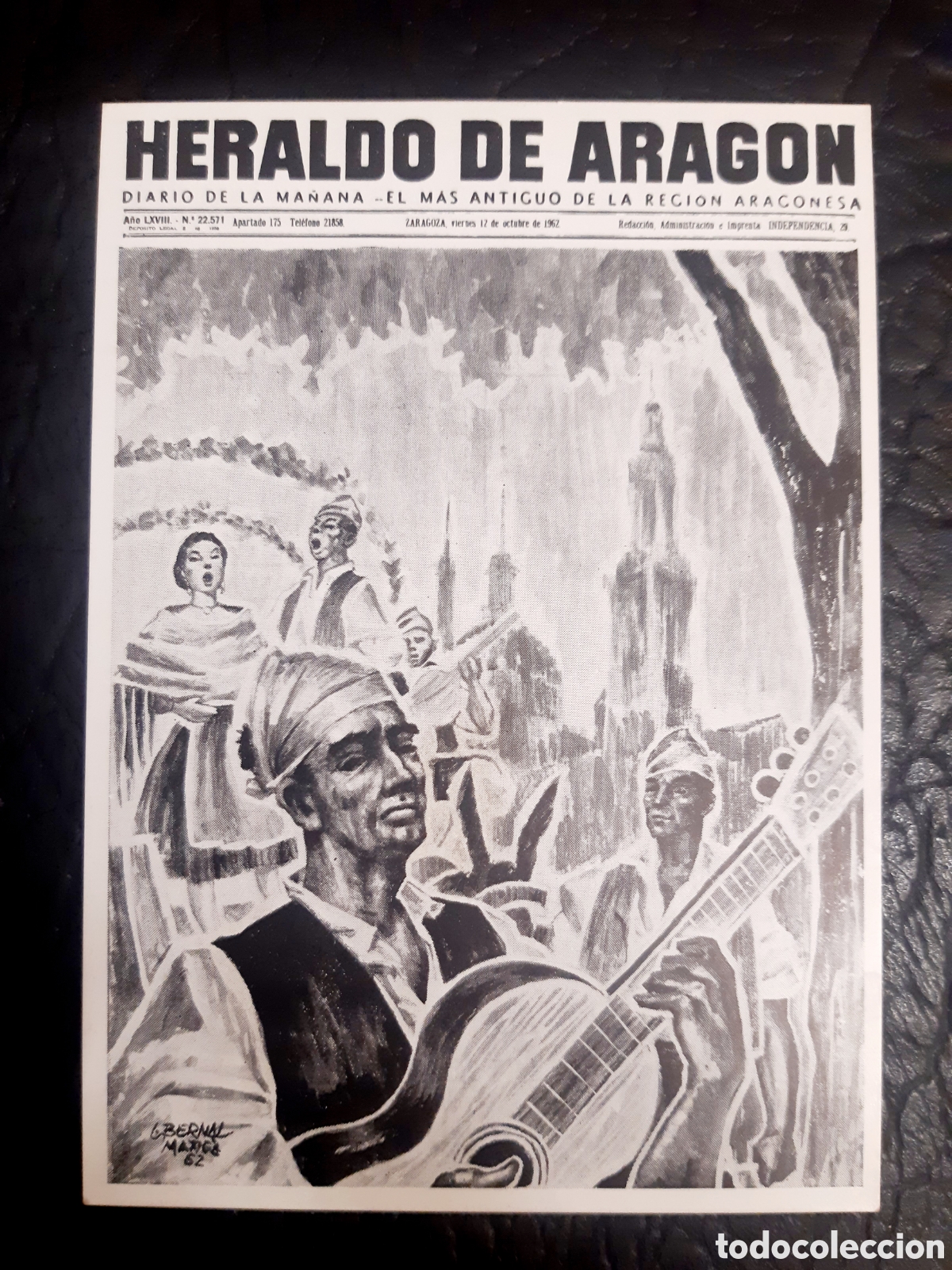 Coleccionismo calendarios: Calendario Heraldo de Aragon 1963 Tama&ntilde;o Postal