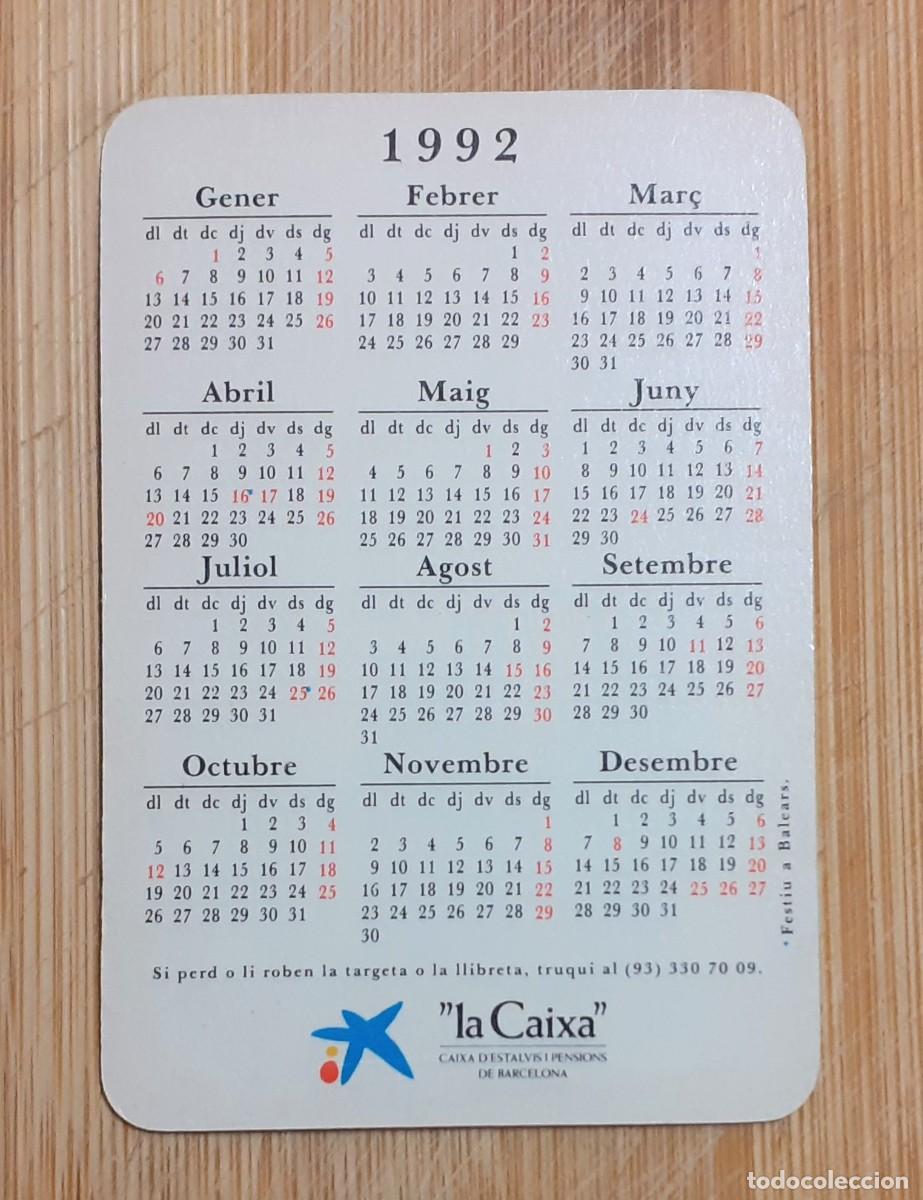 Coleccionismo calendarios: CALENDARIO BOLSILLO LA CAIXA 1992 - Foto 2