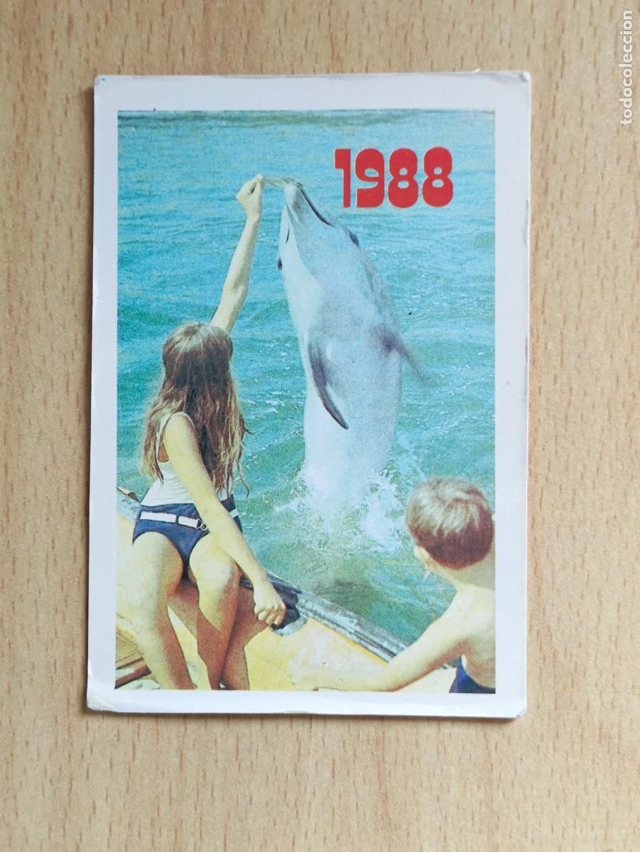 Coleccionismo calendarios: CALENDARIO BOLSILLO - 1988 UCRANIA URSS - NI&Ntilde;OS CON DELFIN - INFANCIA FAUNA