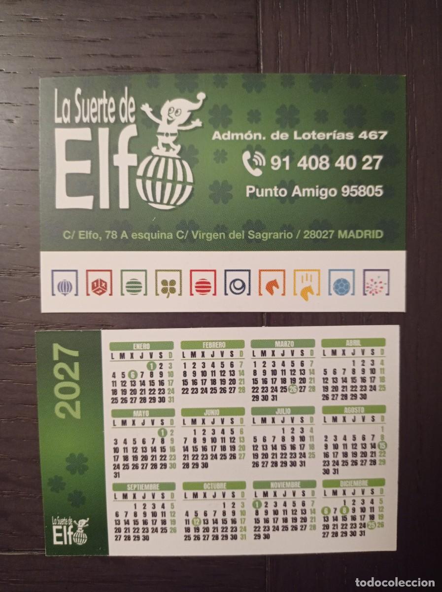 Coleccionismo calendarios: CALENDARIO PUBLICITARIO. LOTER&Iacute;AS LA SUERTE DE ELFO. A&Ntilde;O 2027