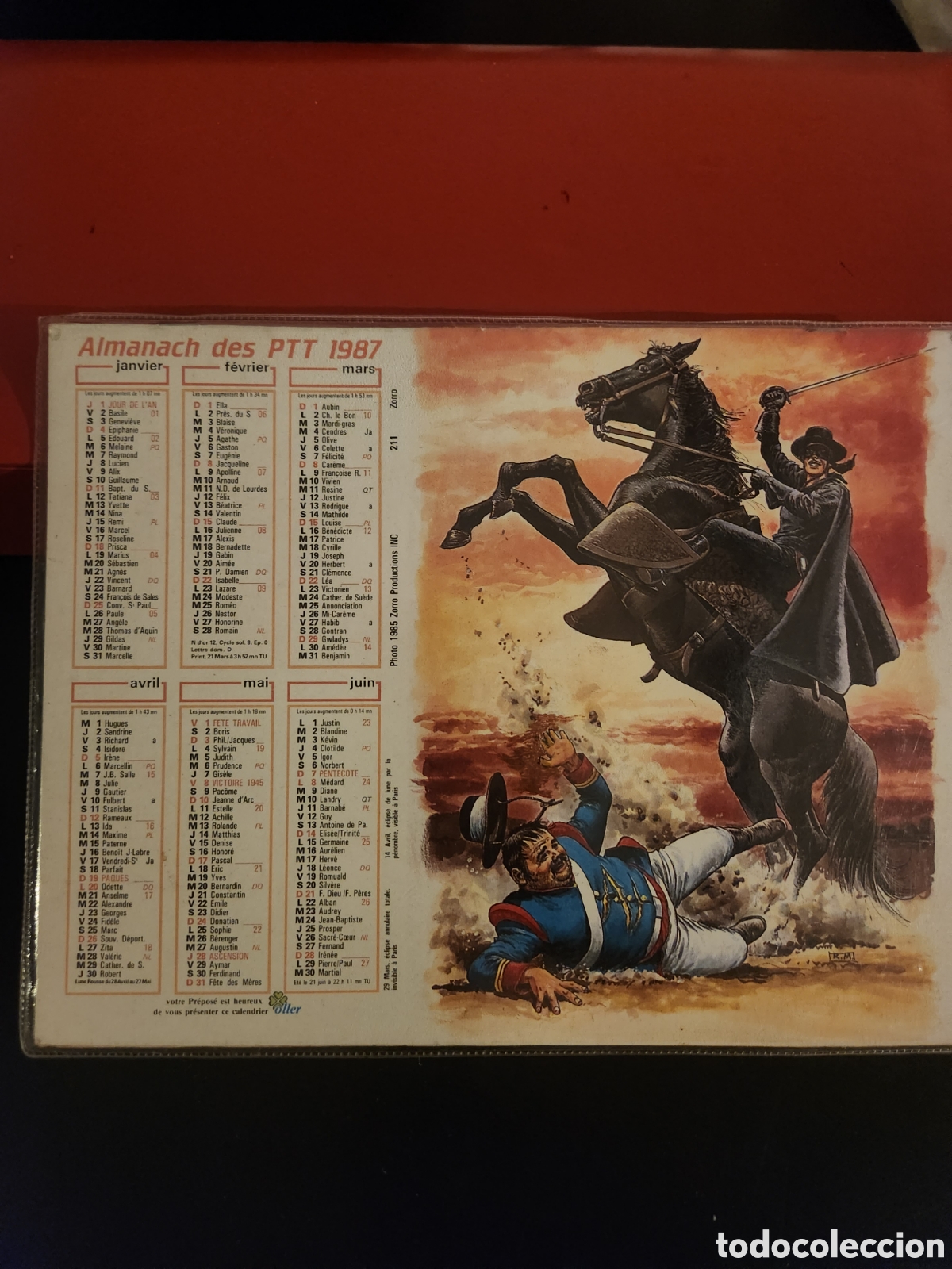 Coleccionismo calendarios: Calendario almanach des ptt 1987