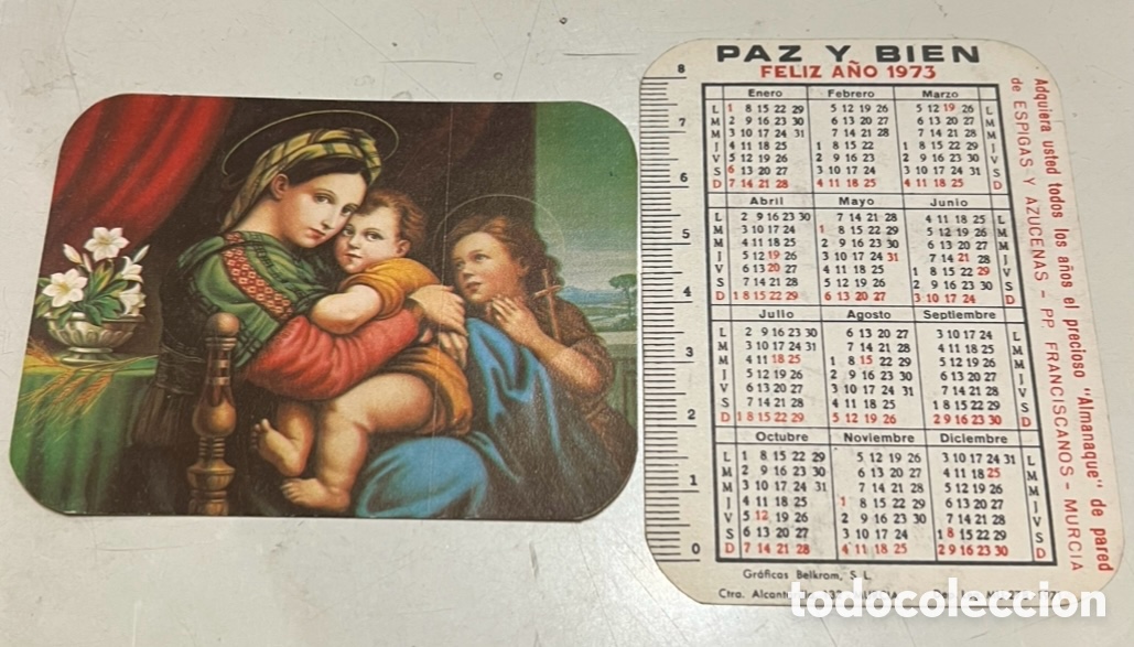 Coleccionismo calendarios: Calendario de bolsillo. Espigas y Azucenas. PP. Franciscanos. Murcia. 1973.