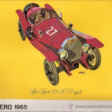 Coleccionismo deportivo: PARTE HOJA CALENDARIO. COCHE SPA TIPO SPORT 25 HP. 1912. HOJA DE ENERO 1965.