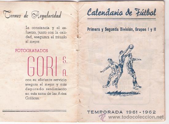 Coleccionismo deportivo: calendario de liga 61-62 - Foto 2