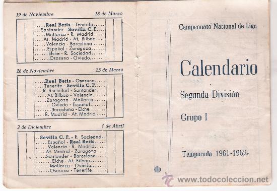 Coleccionismo deportivo: calendario de liga 61-62 - Foto 3