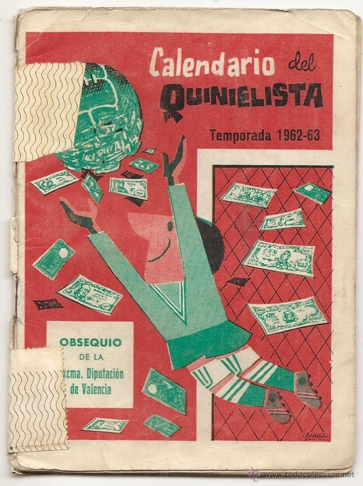 Coleccionismo deportivo: Calendario del quinielista. 1962-63 - Foto 1