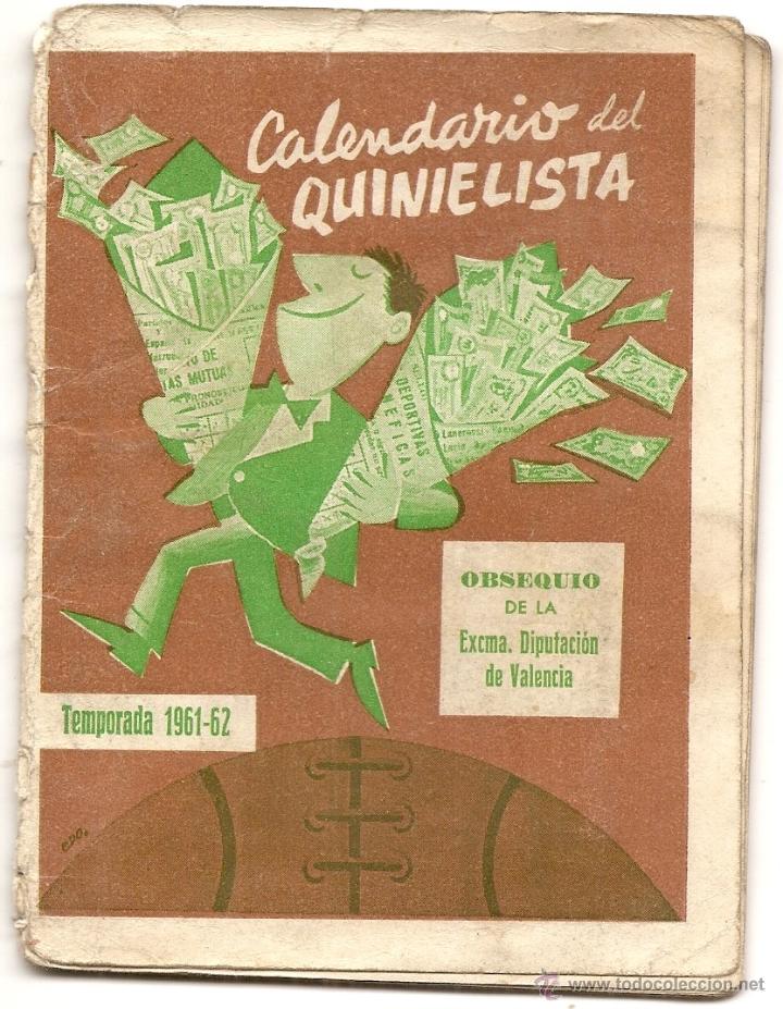 Coleccionismo deportivo: Calendario del quinielista. 1961-62 - Foto 1