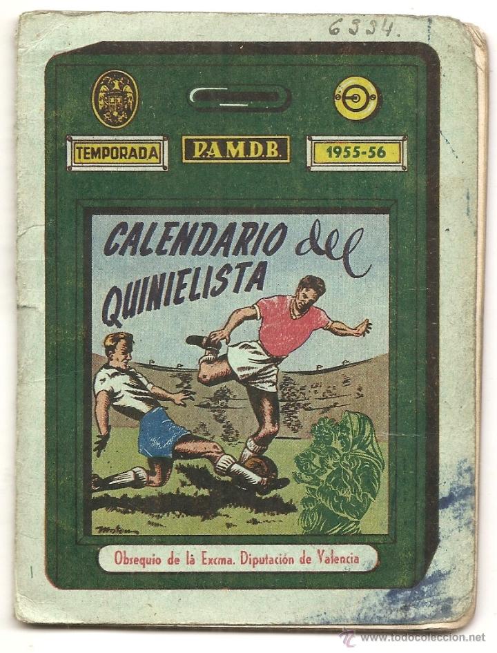 Coleccionismo deportivo: Calendario del quinielista. 1955-56 - Foto 1