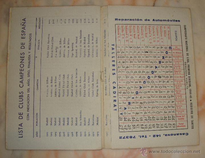 Coleccionismo deportivo: INTERESANTE CALENDARIO CAMPEONATO NACIONAL LIGA 1944-1945 OBSEQUIO CLUB DE FUTBOL BARCELONA ORIGINAL - Foto 4 - 45788523