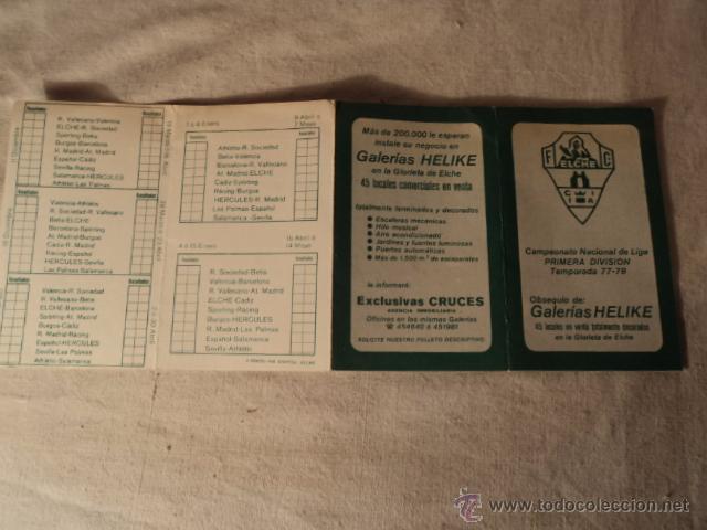 Coleccionismo deportivo: ANTIGUO CALENDARIO FUTBOL ELCHE - Foto 2