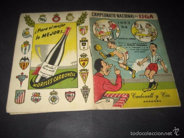 Coleccionismo deportivo: FUTBOL CAMPEONATO NACIONAL LIGA 1953 - 1954. PUBLICIDAD MORILES CARBONELL CORDOBA - Foto 3 - 60377279