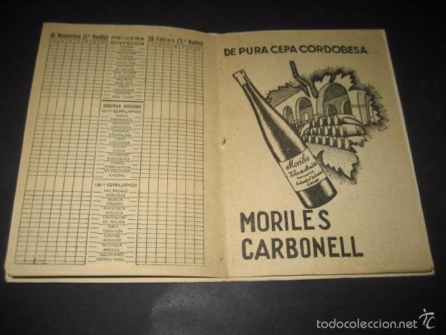 Coleccionismo deportivo: FUTBOL CAMPEONATO NACIONAL LIGA 1953 - 1954. PUBLICIDAD MORILES CARBONELL CORDOBA - Foto 5 - 60377279