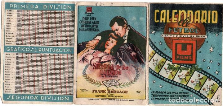 Coleccionismo deportivo: calendario 1949, publicidad de cine - Foto 1