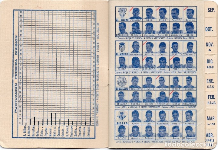 Coleccionismo deportivo: calendario din&aacute;mico, para el 1961, - Foto 2