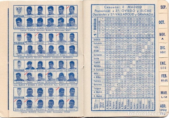 Coleccionismo deportivo: calendario din&aacute;mico, para el 1961, - Foto 4