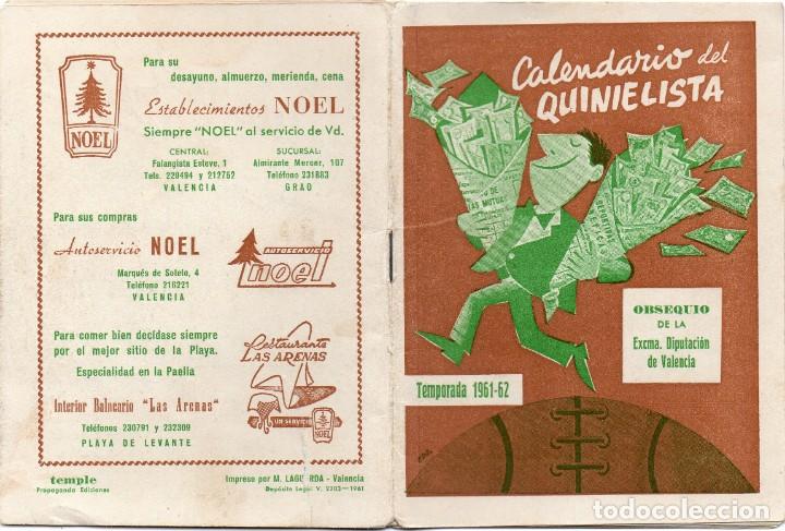 Coleccionismo deportivo: calendario del quinielista 1961, - Foto 1