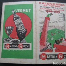 Coleccionismo deportivo: CALENDARIO FUTBOL 1ª DIVISION TEMPORADA 1948-1949. PUBLICIDAD MARTINI & ROSSI. Lote 201369030