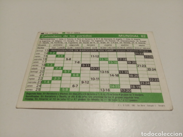 Coleccionismo deportivo: Calendario de los paro mundial 82 - Foto 2