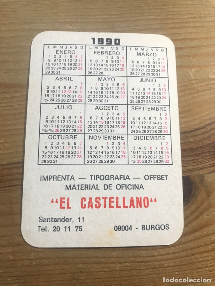 Coleccionismo deportivo: Calendario Real Burgos 1990 - Foto 2